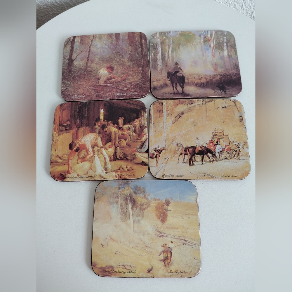 #Set of  5Vintage Art Coasters